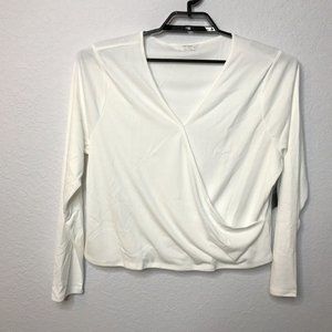 Lucky Brand NWT Marshmallow Long Sleeve Surplice V-Neck Top, Size 2XL